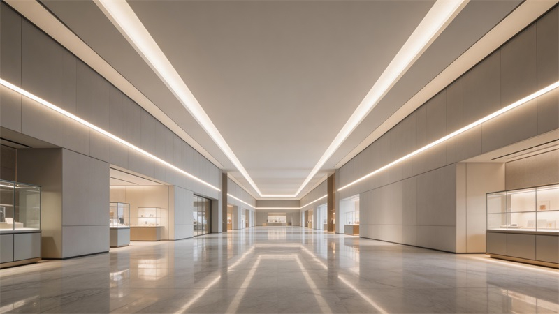 jimeng-2026-03-19-8040-大型商业空间或展厅内部，长距离LED灯带沿墙面或天花延伸数十米，灯光均匀一致，无....JPG