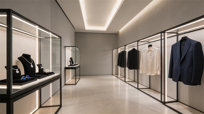 jimeng-2026-03-19-1410-高端零售店内部空间，服装或珠宝展示柜，嵌入式LED灯带照明，全色域高显色光源，商....JPG