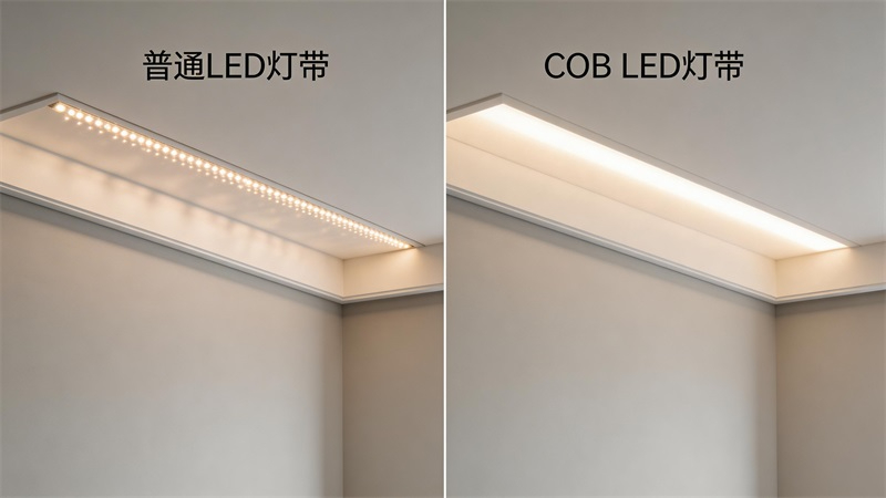 jimeng-2026-04-07-9345-LED灯带发光效果对比图,一张图氛围均匀地两部分,一侧为普通灯带出现明显光点颗粒....JPG jimeng-2026-04-07-9345-LED灯带发光效果对比图,一张图氛围均匀地两部分,一侧为普通灯带出现明显光点颗粒....JPG