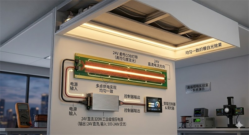 LED恒压灯带供电系统结构示意图 LED恒压灯带供电系统结构示意图
