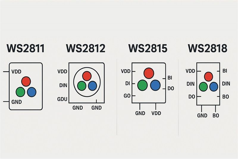 WS2811、WS2812、WS2815、WS2818 有什么区别？工程项目该怎么选？