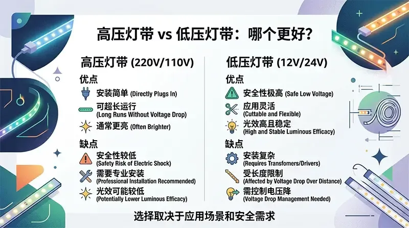 高压灯带和低压灯带的优缺点，哪个更好？