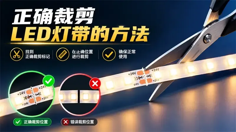 如何正确裁剪LED灯带？剪错位置可能导致整段无法点亮